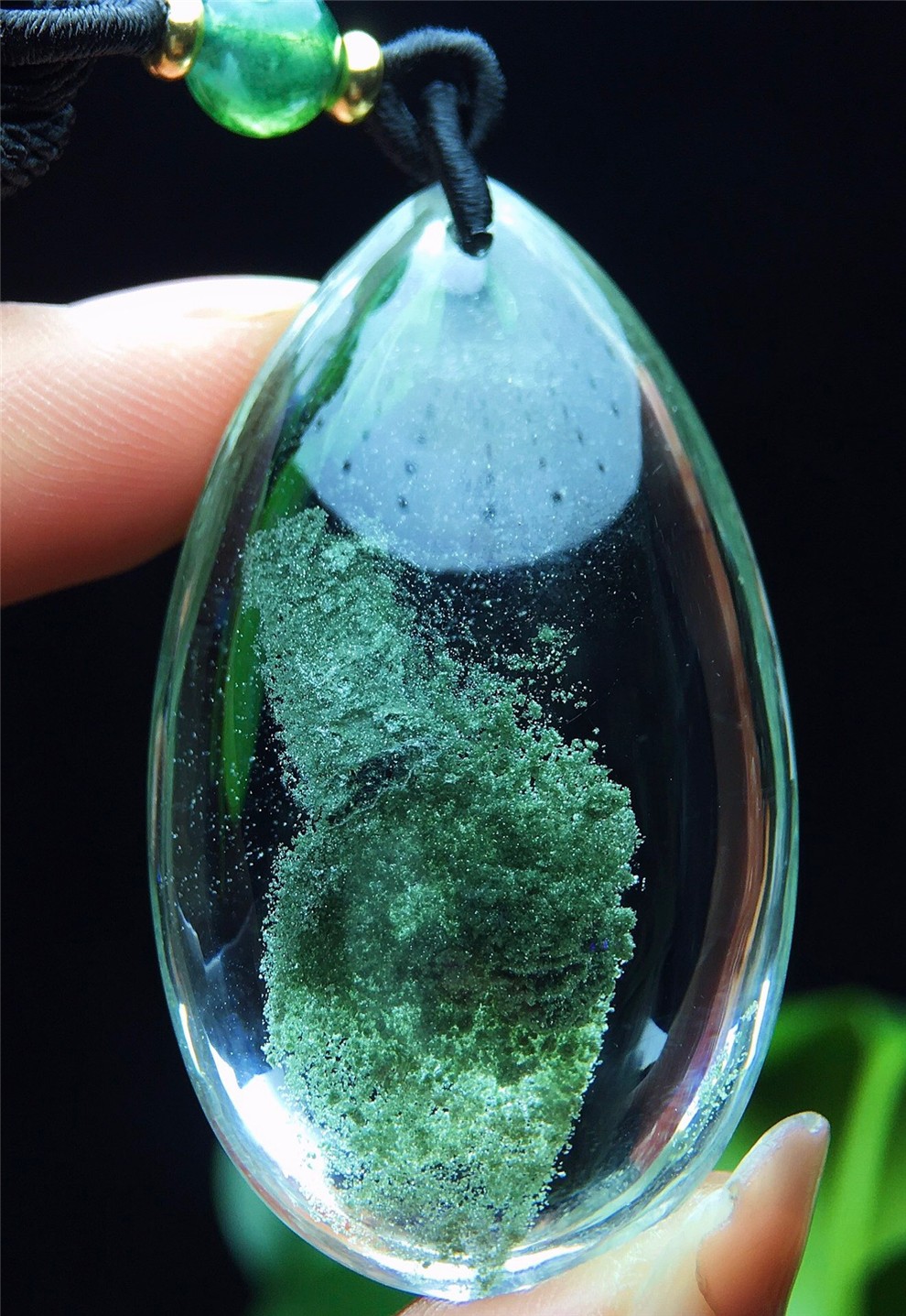 墨辰珠宝天然巴西老矿料绿幽灵水滴吊坠颜色翠绿全包裹晶体干净