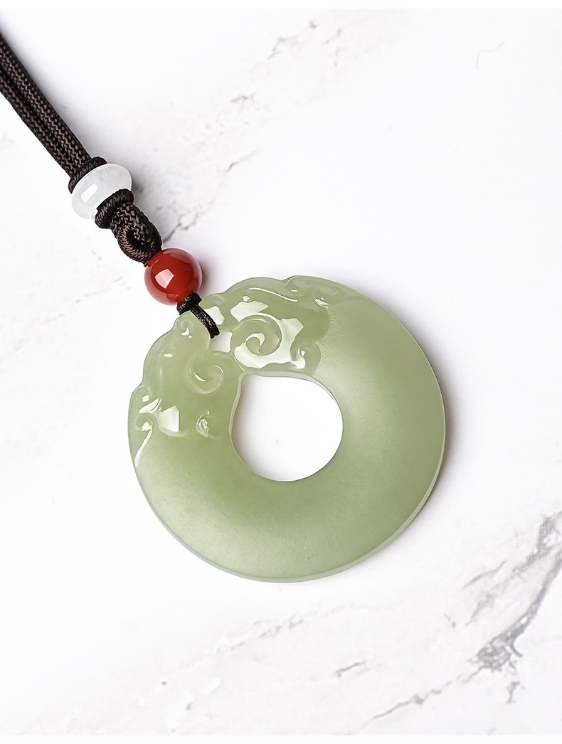 玉等我和田玉吊坠双貔貅平安扣玉坠挂件男女款圆形貔貅玉佩项链