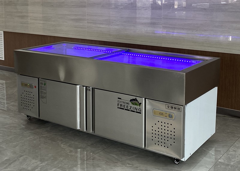 不锈钢海鲜冰台冷藏展示柜商用超市冰鲜台卧式点菜柜冷冻柜保鲜柜uck
