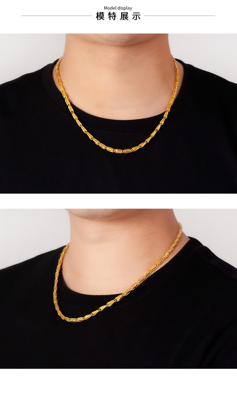 喜金珠宝黄金项链男足金999麦穗项链土豪显粗老板链百搭男士项链2762