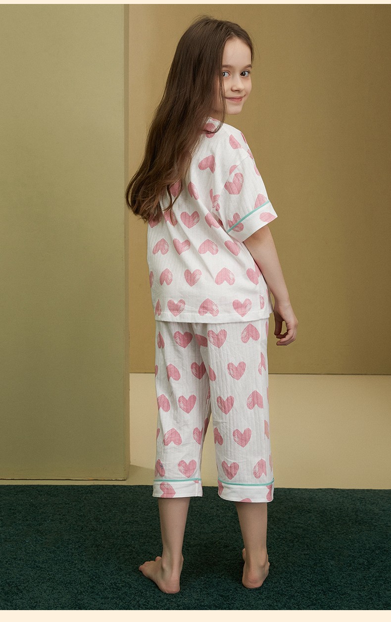 安之伴睡衣女夏季新品套头休闲千树棉婴儿毛巾棉童装睡衣可外穿套装