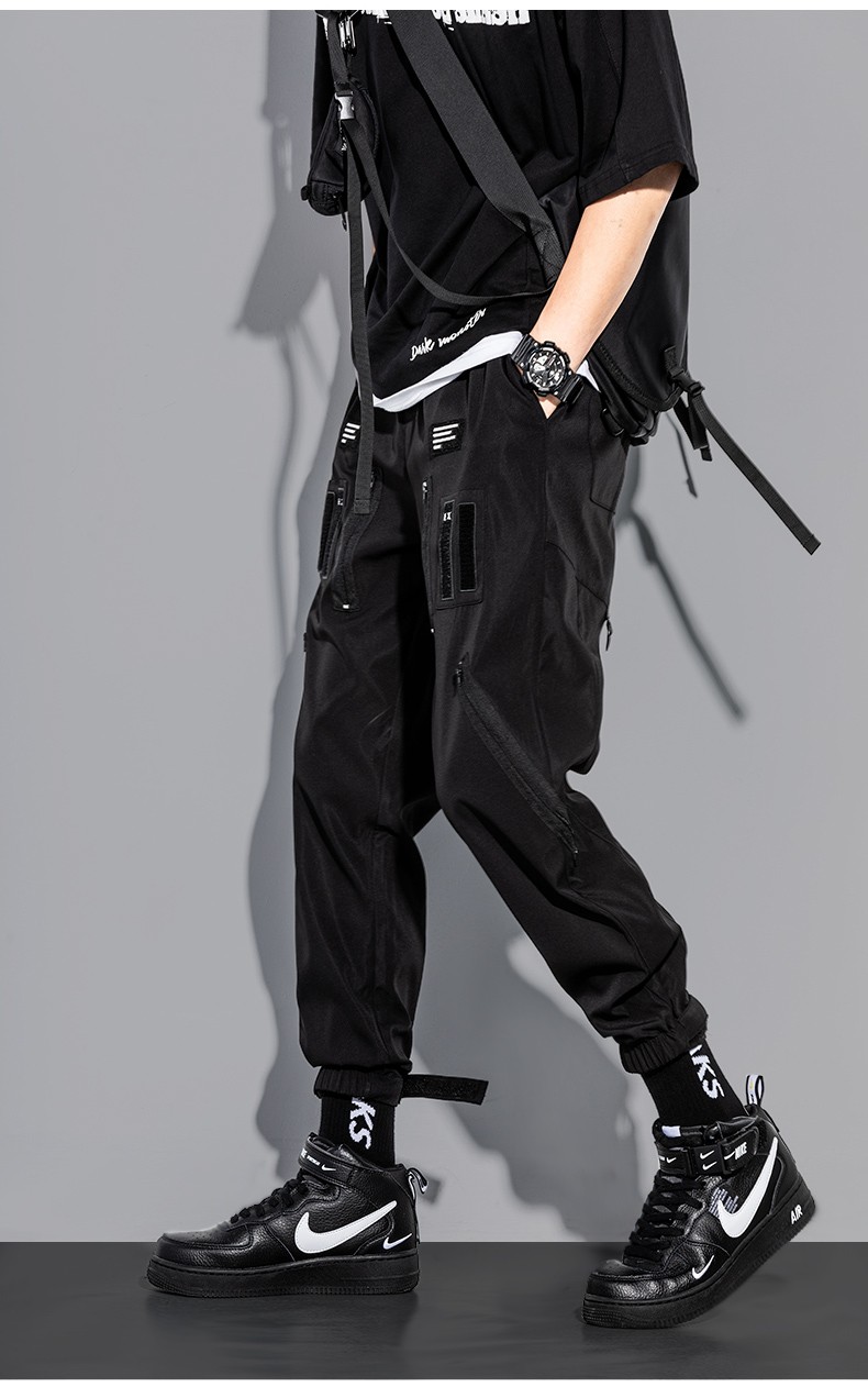 绅范冬季工装裤男潮牌束脚宽松ins超火机能休闲韩版潮流裤子 黑色 l