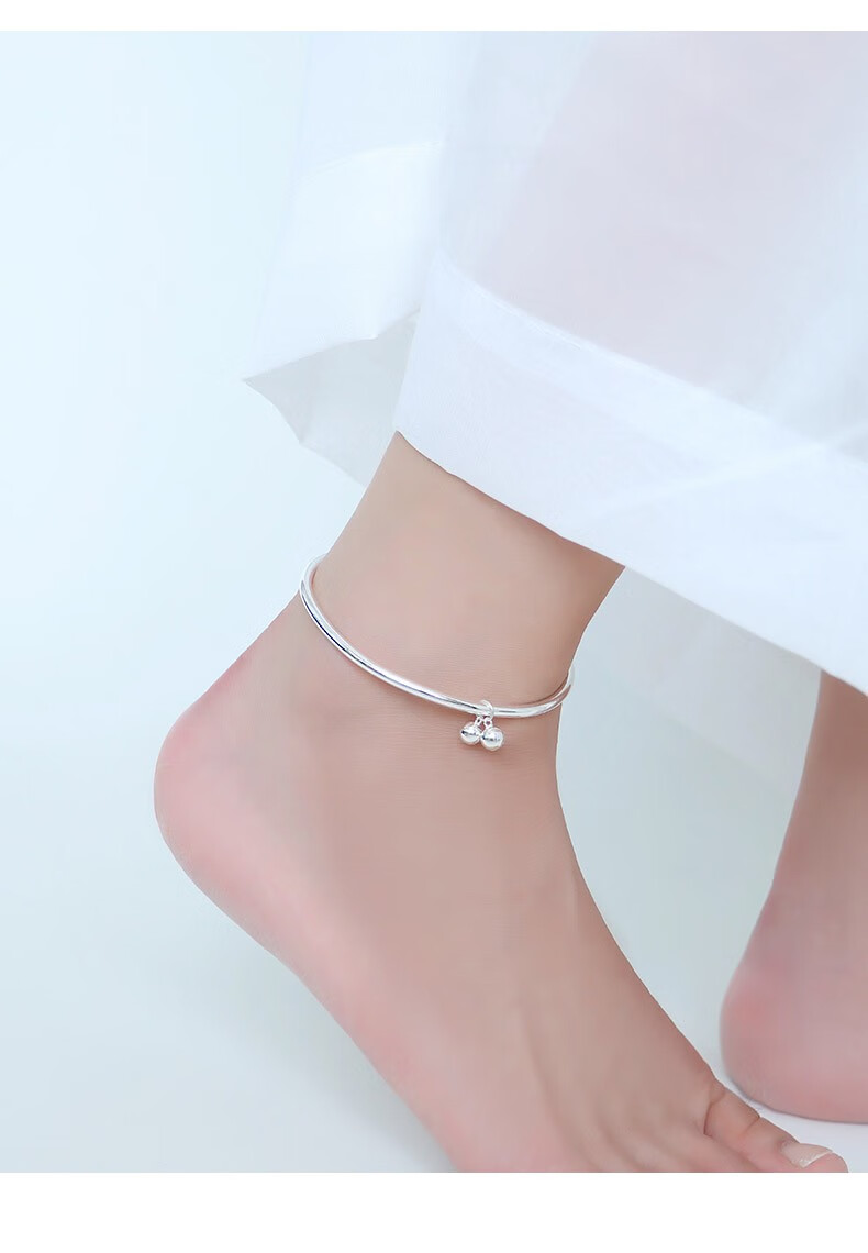 银千惠 脚链女士 s999银脚镯中国古风开口可调节送女友闺蜜生日七夕