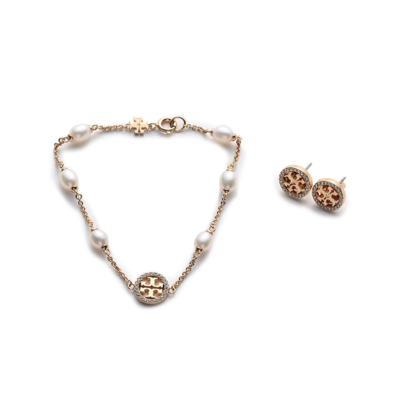 托里·伯奇 tory burch 奢侈品 tb饰品 女士黄铜手链耳钉礼盒套装