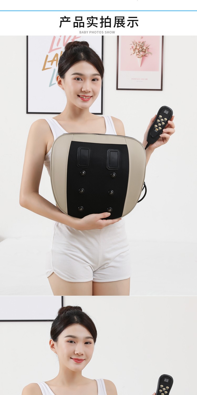 按摩仪器腰椎盘腰间盘脉冲护腰曲度加热靠垫家用牵引矫正护腰部疼痛