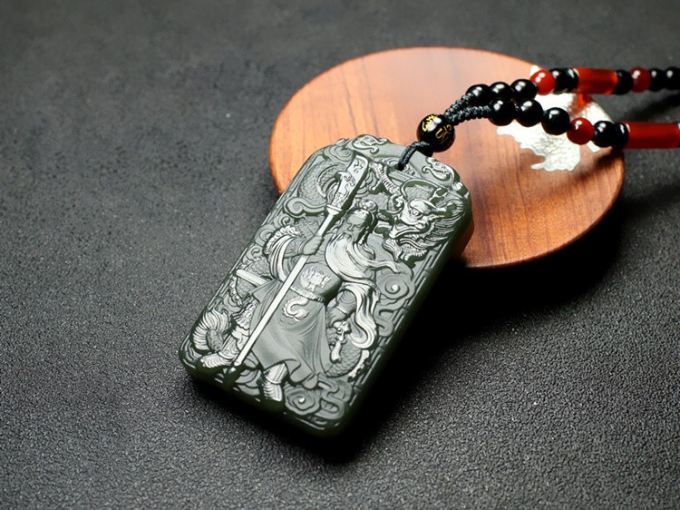 和田玉关公玉牌青玉义薄云天关公玉坠男士女士玉挂件玉石玉佩享耀