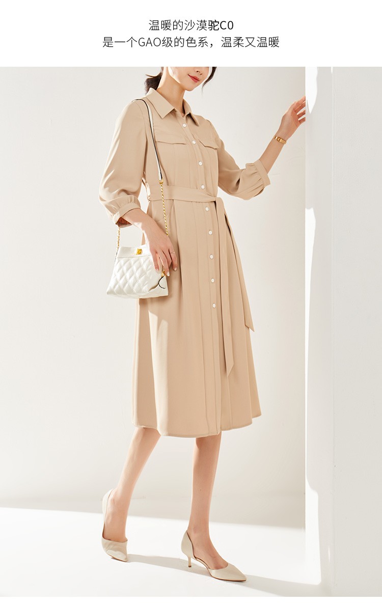 娅丽达衬衫连衣裙女雪纺裙春装2021春秋新款中长款小众裙子设计感