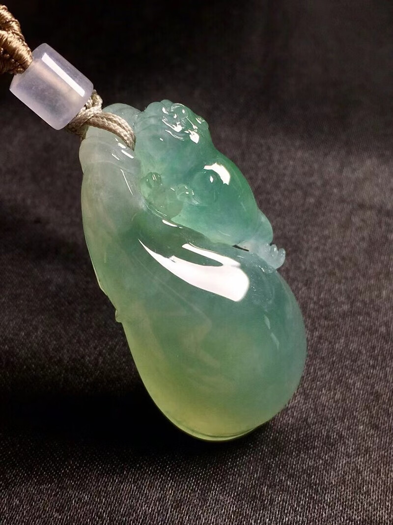 发源地冰种晴水钱袋吊坠翡翠18k金镶钻缅甸天然a货玉石珠宝送女友礼物