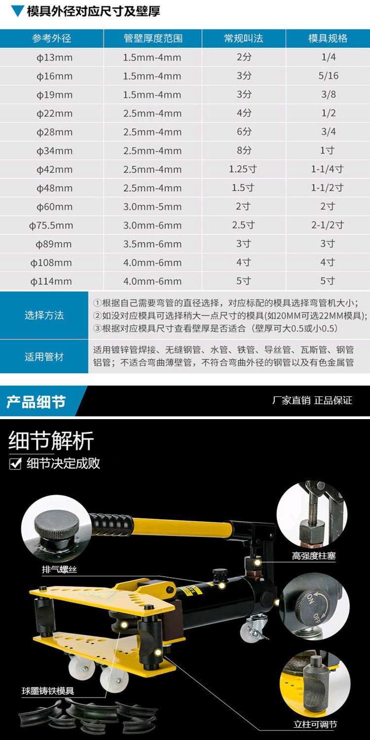 swg1寸电动弯管器液压弯管机手动弯管机钢管镀锌管弯管工具swg4寸带