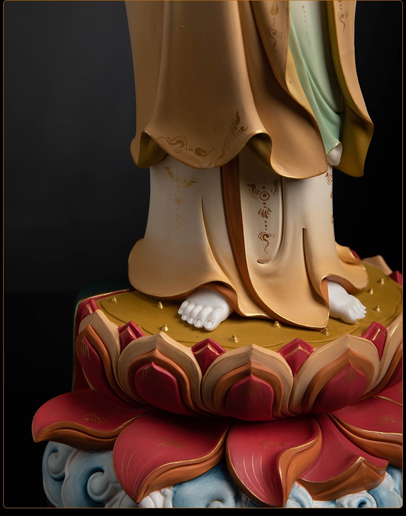 戴玉堂祥云立台莲大势至菩萨站像德化白瓷佛像摆件家用供奉林建平大师