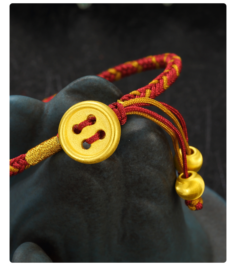 绳奇黄金纽扣手链女扭转乾坤999足金扣子转运珠男本命年编织情侣款抖