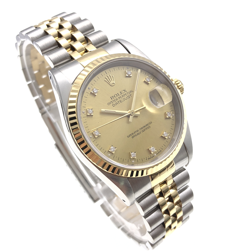 95新劳力士瑞士正品保真日志型18k金16233后镶钻自动机械手表男