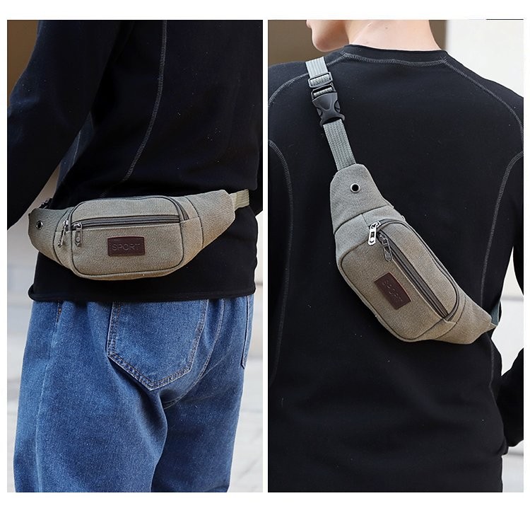 cklde小腰包男士帆布运动跑步装手机的腰带包女小干活工地防水耐磨