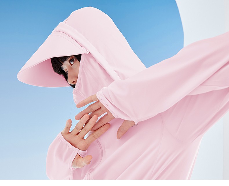 cacuss防晒衣女夏季防紫外线户外遮阳衣轻薄凉感速干隐藏式发洞皮肤衣