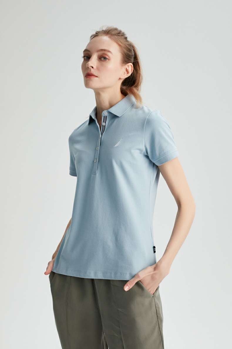 nautica诺帝卡女装春夏新款女士纯色简约休闲短袖polo衫女11ke01粉红6
