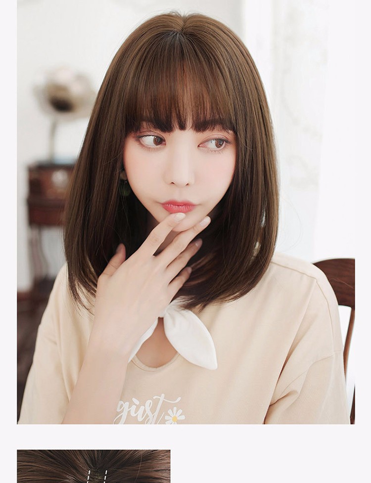 天使丝丝假发女短发空气刘海bobo头自然网红修脸锁骨发假发头套