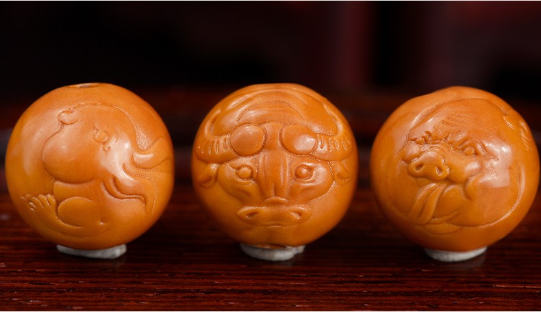 盘道橄榄核手串十二生肖橄榄核雕刻文玩手串男士手把件