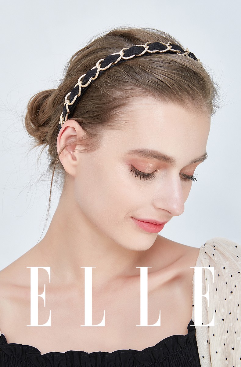 elle春夏新品法式复古发箍细边链条装饰优雅气质高级感头饰精致压发
