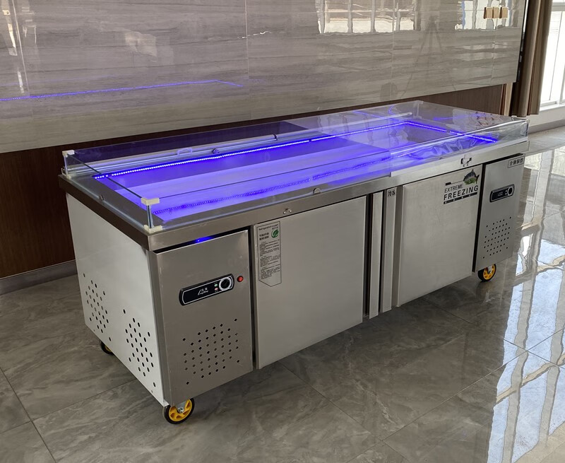 不锈钢海鲜冰台冷藏展示柜商用超市冰鲜台卧式点菜柜冷冻柜保鲜柜uck