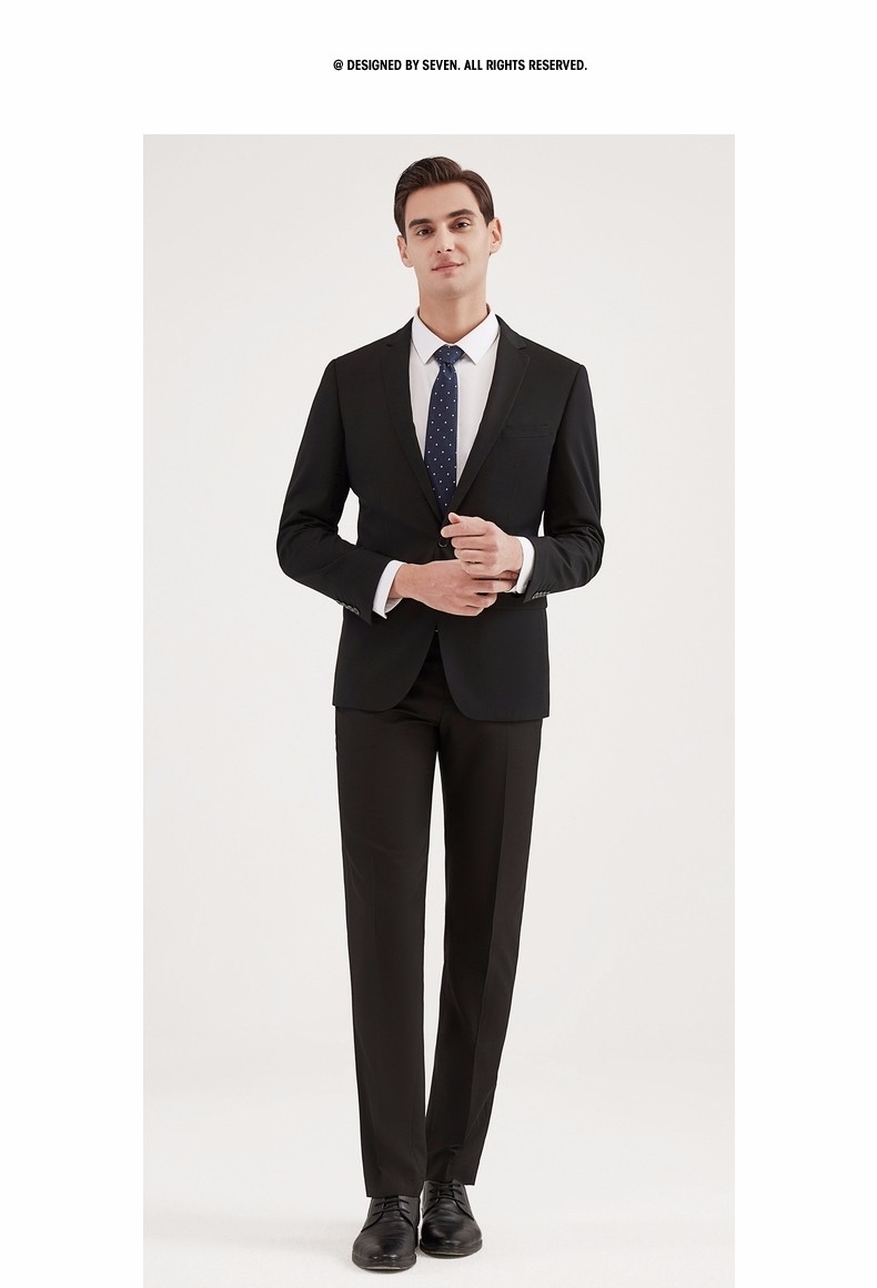 柒牌男装西服 2021春季新款青年男士纯色上班商务正装西装外套男 深灰