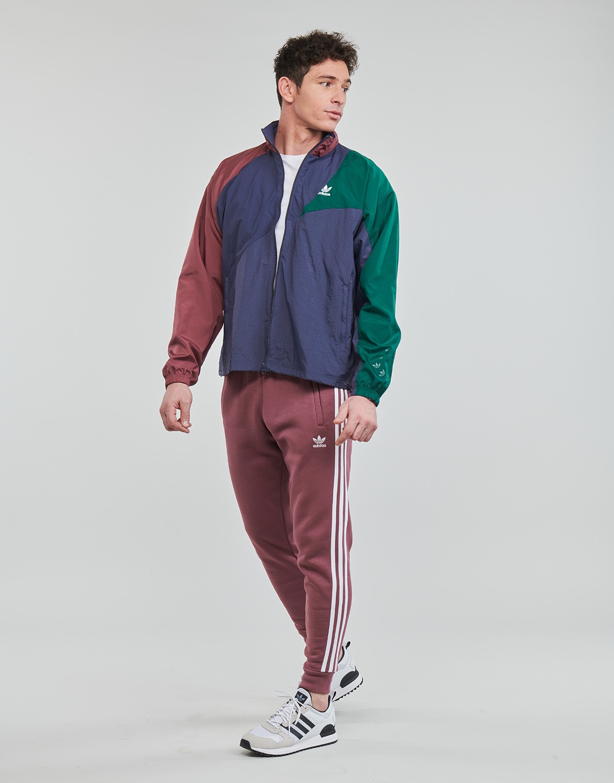 adidas阿迪达斯三叶草男装运动束口长裤子originals跑步裤波尔多红色