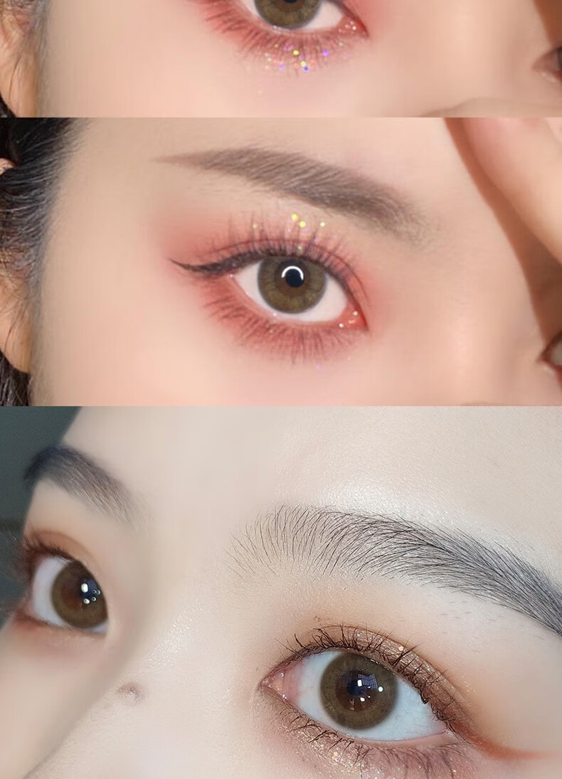 hangee白金浅驼美瞳年抛女2片装 小直径14.