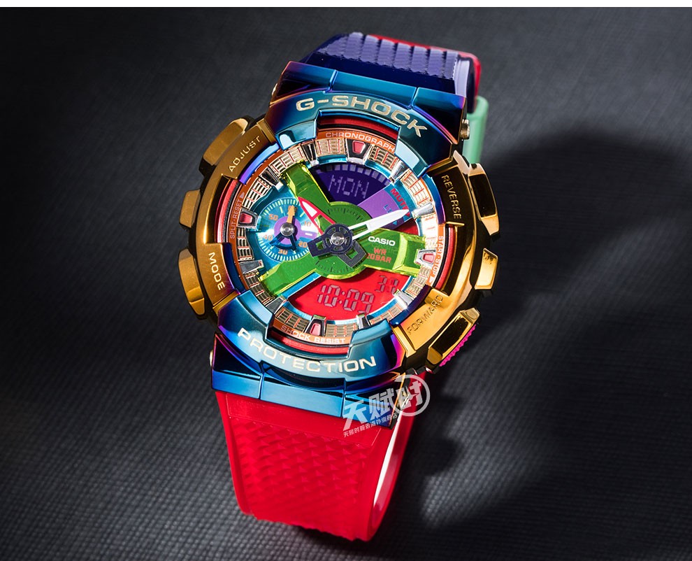 卡西欧(casio) 小钢炮彩虹金属表壳白敬亭同款小火山雷时尚潮流运动