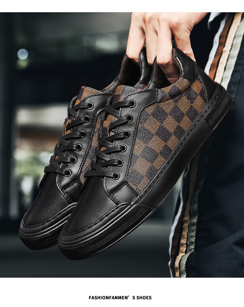 舒一斯板鞋小白鞋男鞋新品休闲平板皮鞋男网红真皮小黑鞋男士百搭透气