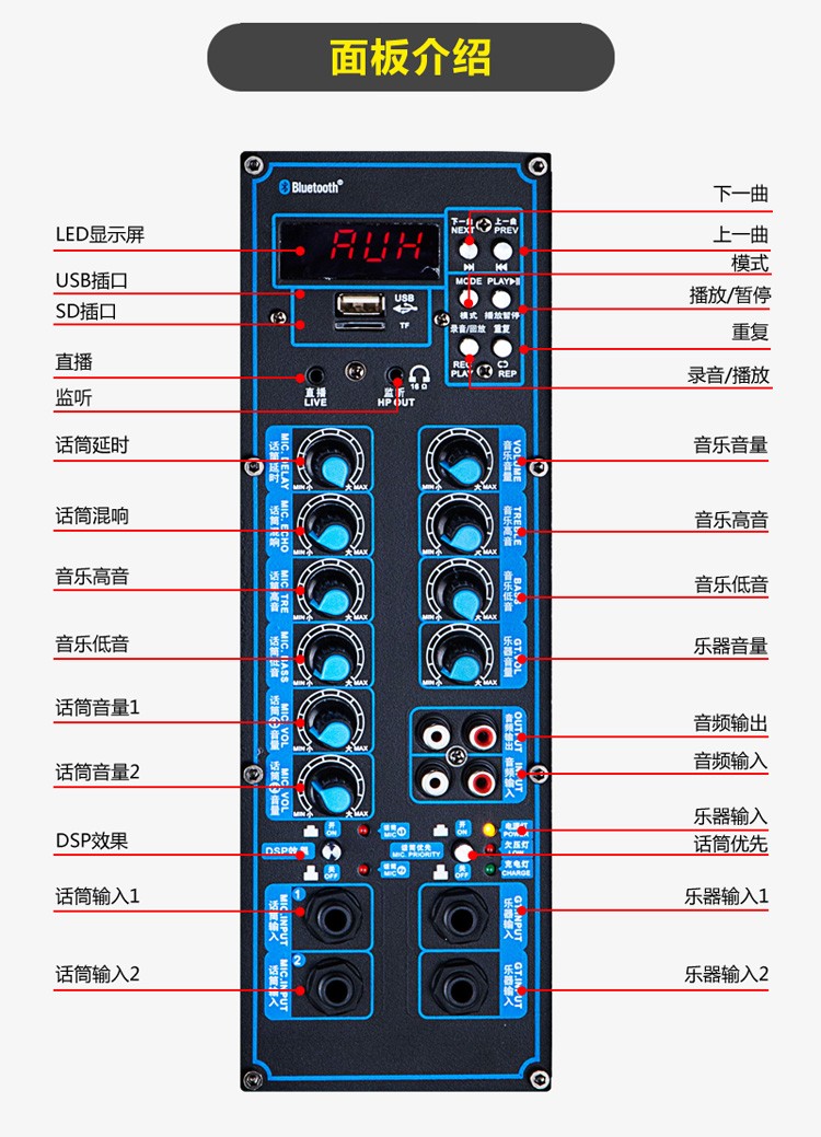 曼龙malone户外广场舞便携式拉杆音响大功率三分频带声卡话筒蓝牙直播