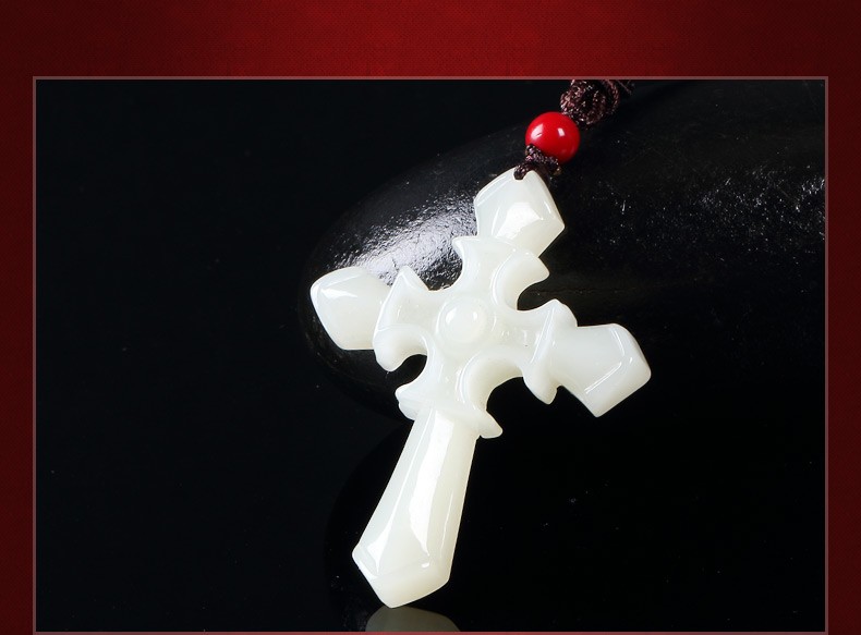 临香玉和田玉十字架吊坠男女款耶稣基督十字架情侣款玉坠