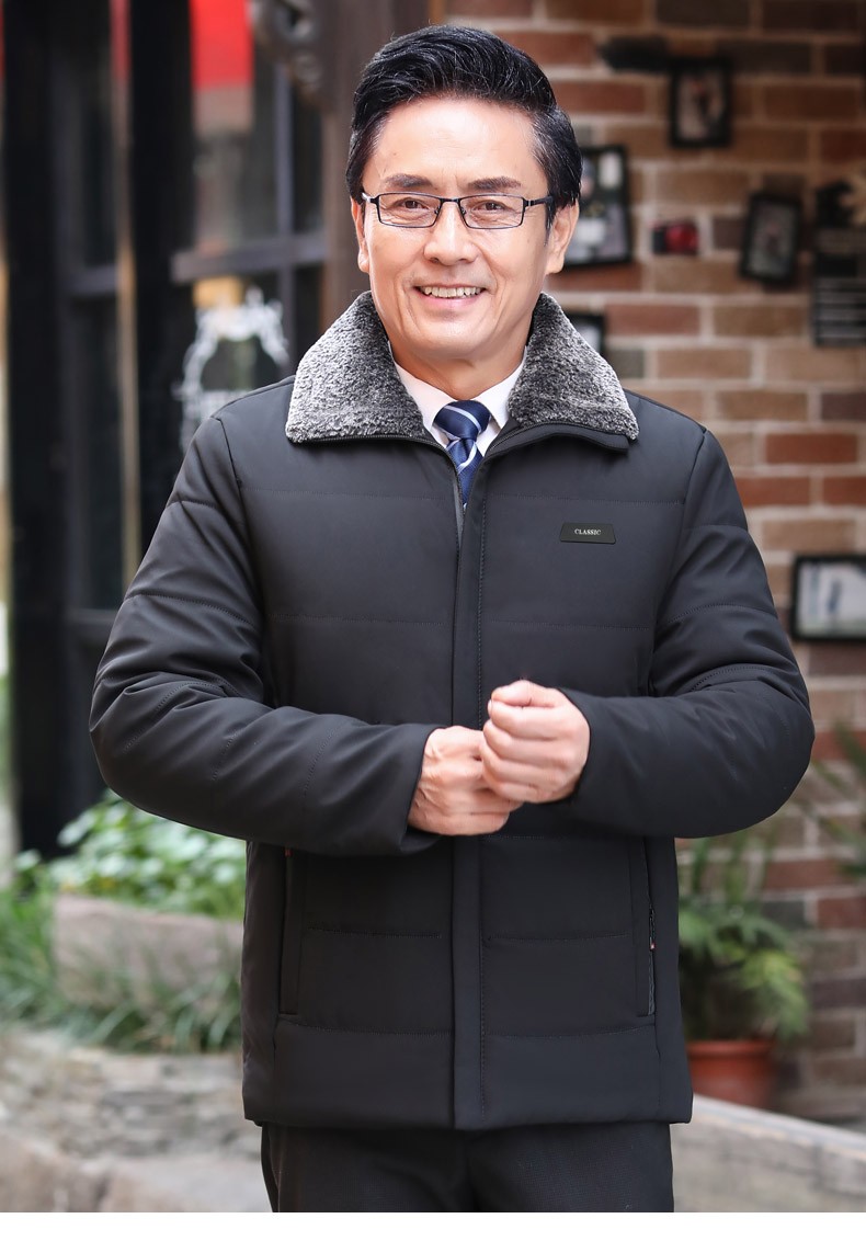 胖胖到家 中老年男装棉服冬季加绒加厚棉衣50-60-70岁老人小棉袄爸爸