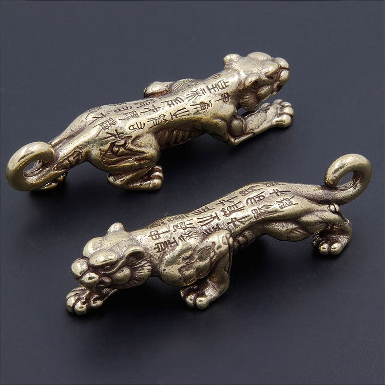 迈多多纯铜黄铜生肖老虎钥匙扣挂件男吊坠虎符创意钥匙扣挂件虎符平圈