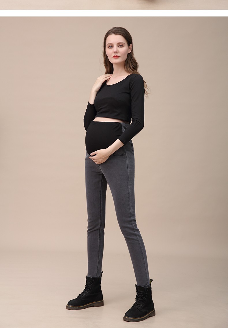 猫人孕妇裤子春秋牛仔裤冬季外穿加绒加厚托腹女冬小脚打底裤冬装1069