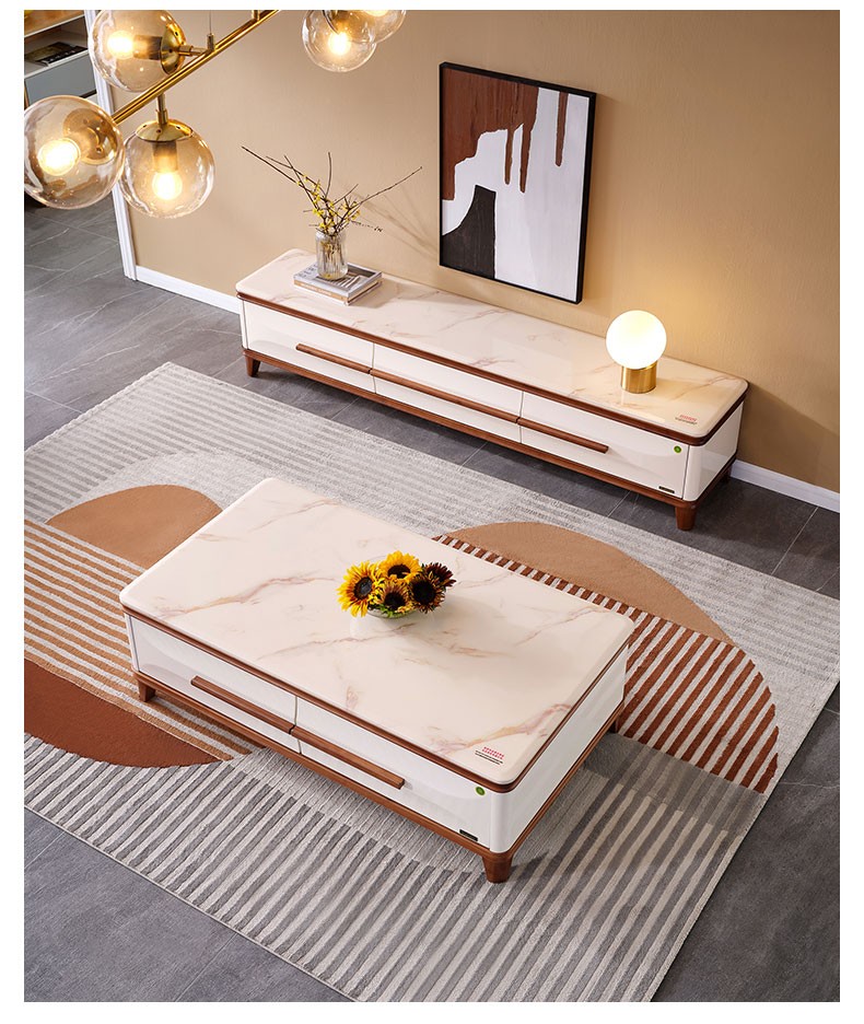 全友(quanu) 全友家居 北欧客厅家具茶几天然石材台面小户型茶几