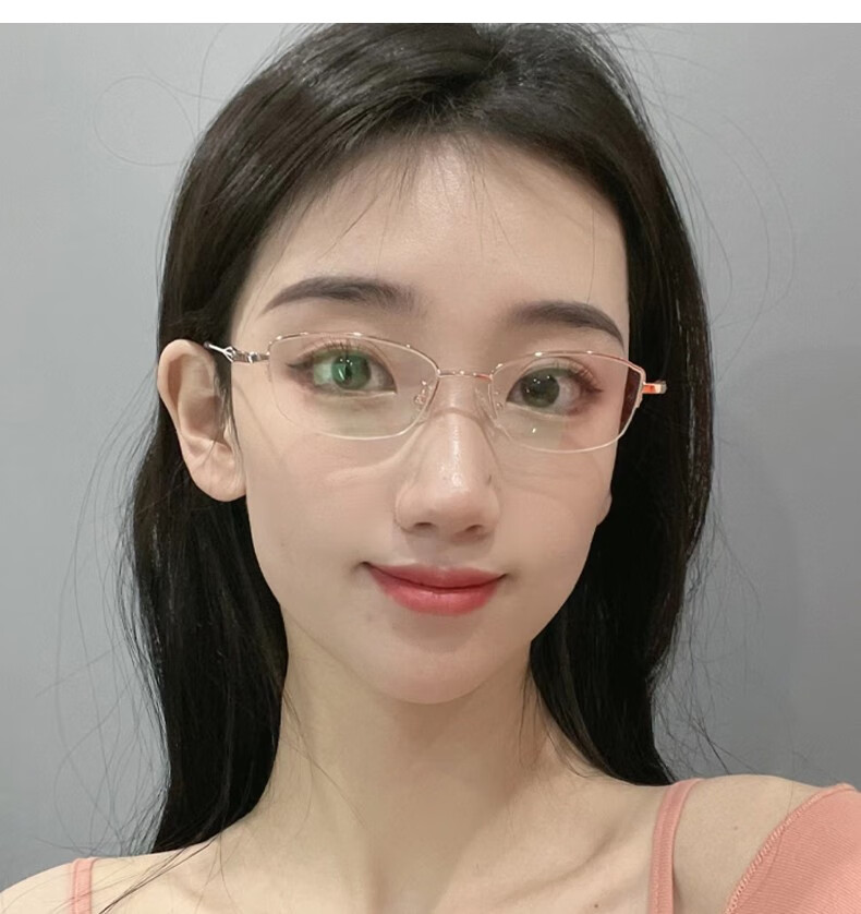 可配镜片近视半框眼镜女镜框近视眼镜女可配度数配眼镜玫瑰金单买镜架