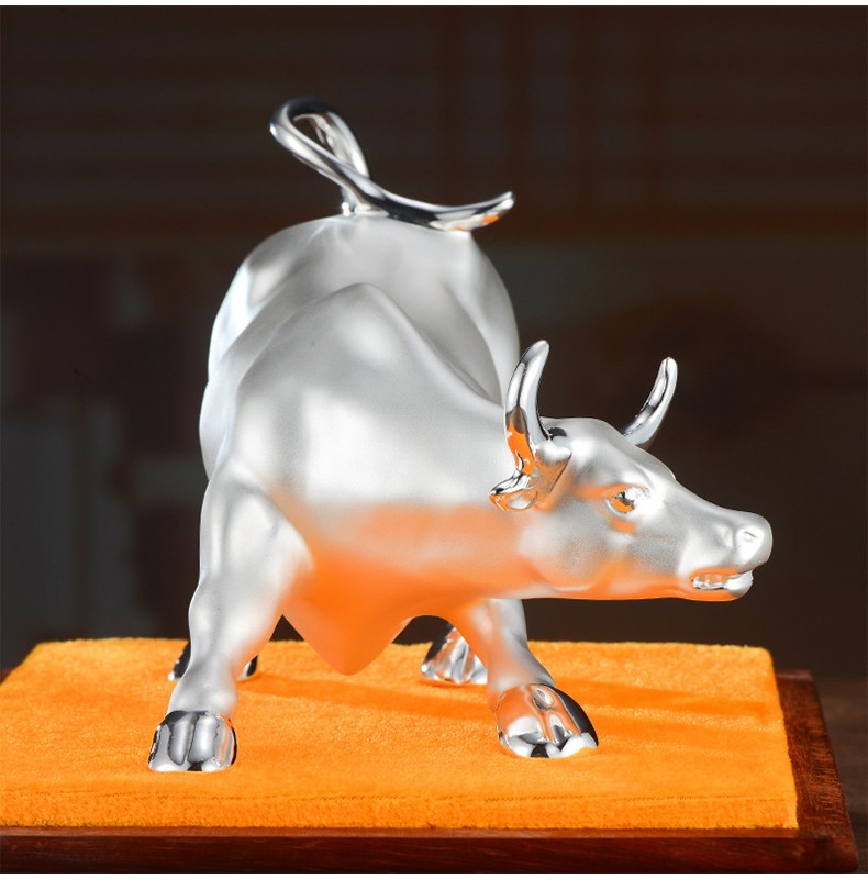 泰光银楼银牛999足银茶宠生肖牛年风水吉祥物牛转乾坤本命年银摆件