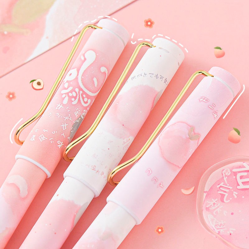 预售年后发 钢笔女生网红少女心可爱蜜桃风小熊墨囊钢笔套装初中小