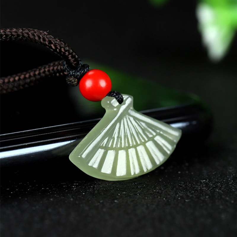 byy206和田玉青水色扇子 约13x22mm 约1.