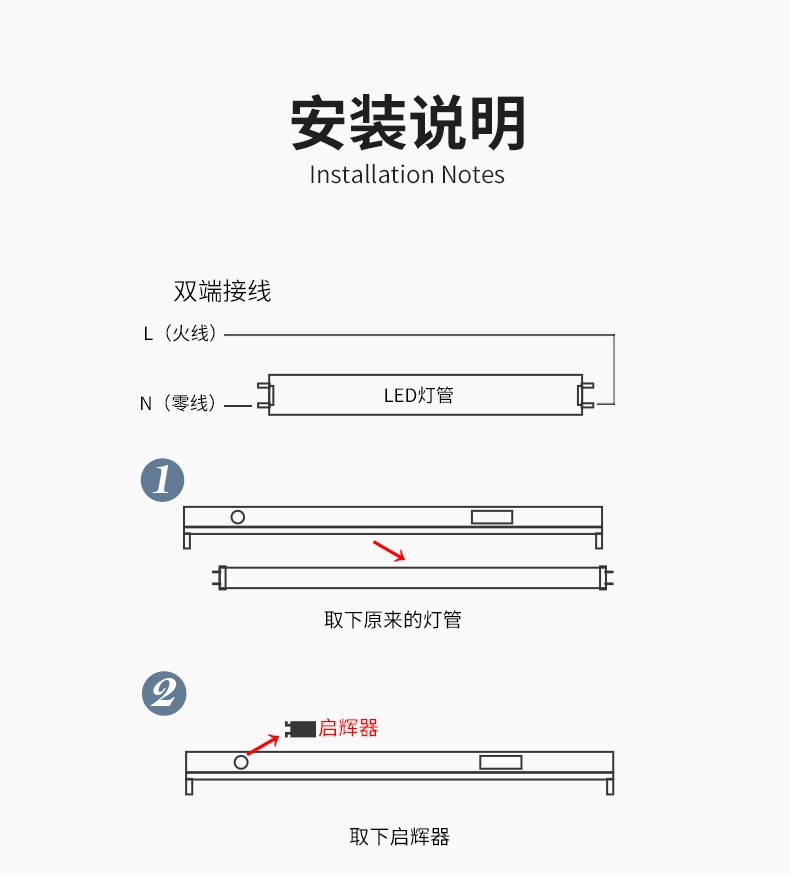 led光管支架内部接线图图片