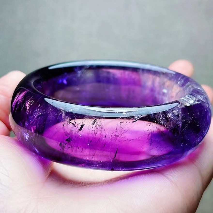诺源珠宝 天然紫水晶手镯晶体通透干净润泽精美饰品送妈妈长辈礼物