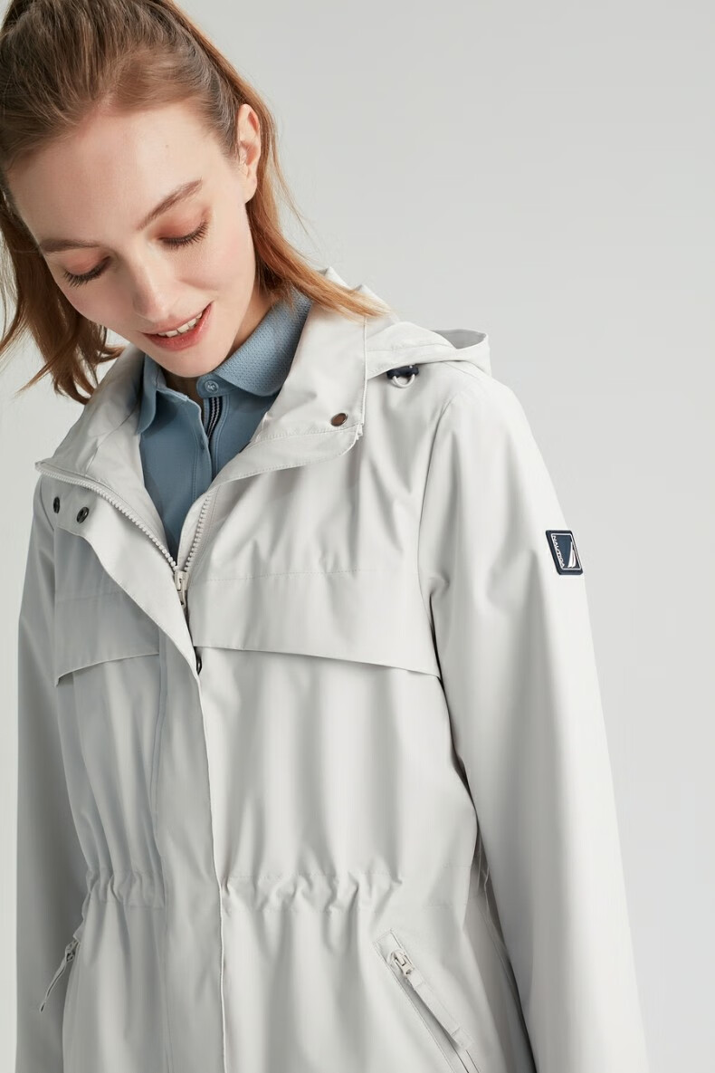 nautica诺帝卡女装春夏新品防轻溅水连帽防风夹克女11je01藏青4nvxl