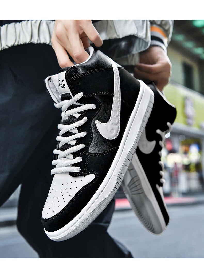 aj男鞋中帮板鞋高帮黑白熊猫球鞋低帮空军一号防滑运动鞋影子灰女鞋