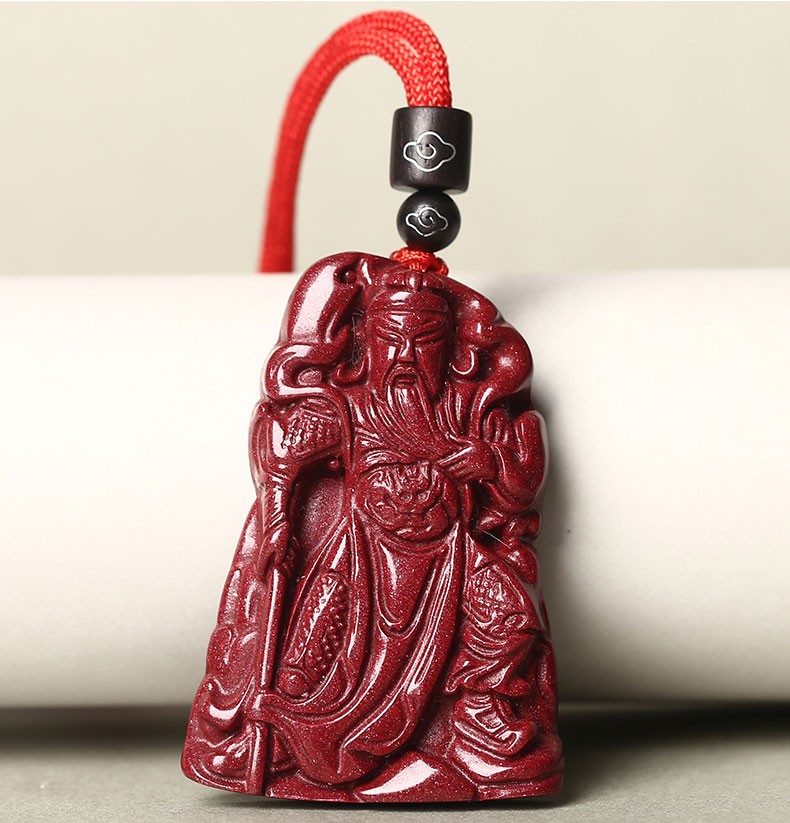 依岚红朱砂关公吊坠紫金砂平安挂件武财神关羽关二爷项坠男女款礼物 b