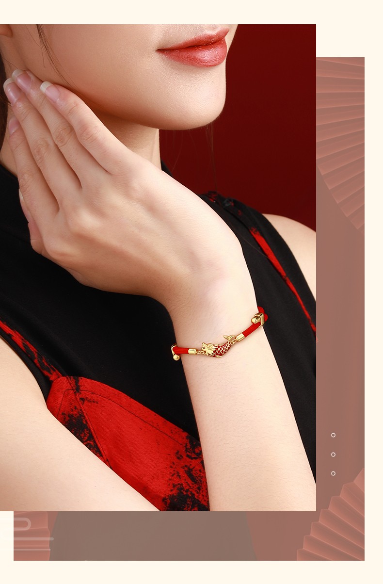 法蔻首饰轻奢品牌时尚灵鳌增庆手链小众设计感情侣手绳逢考必过考研