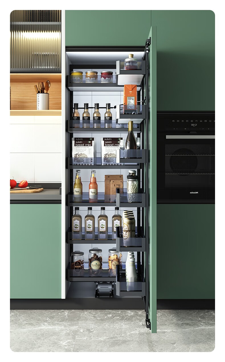 卡贝cobbe厨房橱柜拉篮厨柜大怪物高柜拉蓝开门式联动碗碟篮高深