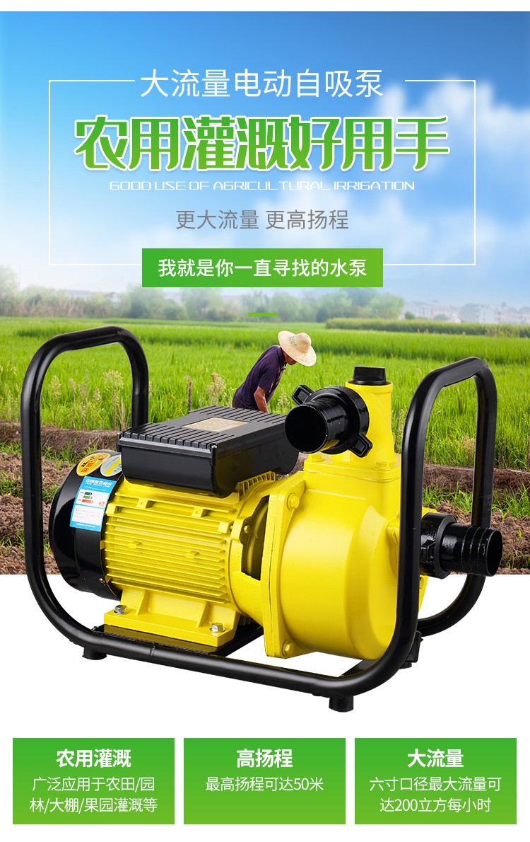 220v4寸大流量自吸泵3寸自吸排汙泵農用噴灌滴灌泵化糞池汙水泵22kw2