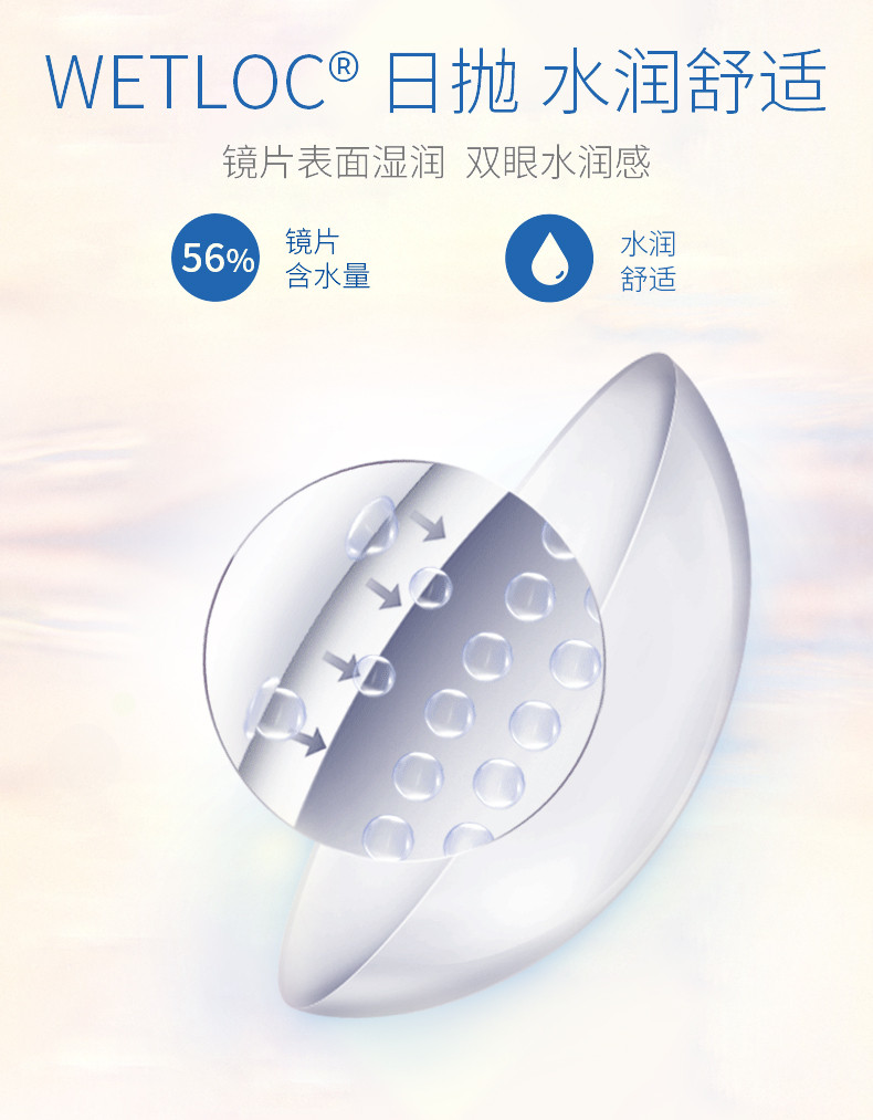 库博光学清氧清隐形眼镜硅水凝胶日抛30片装原装进口高透氧 清氧清