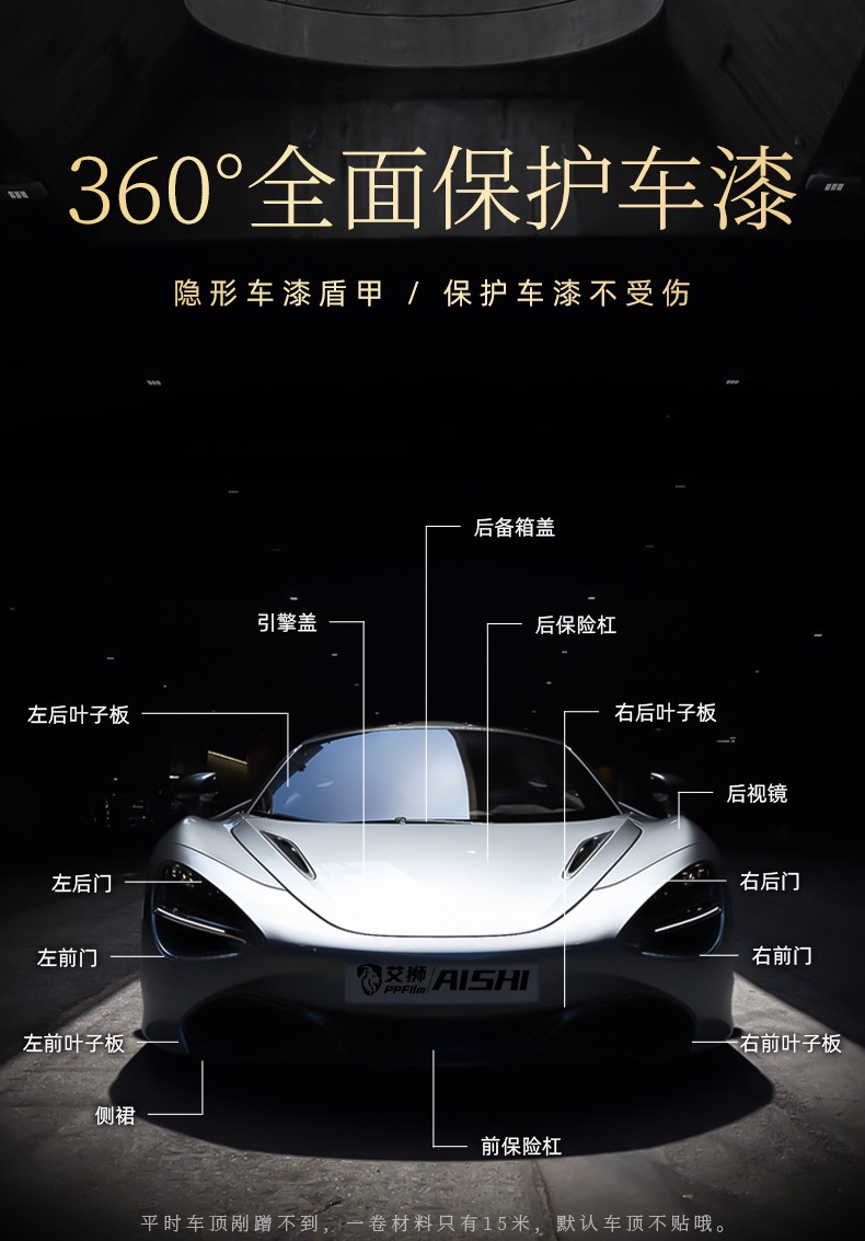 艾狮隐形车衣tpu全车车衣膜汽车车身漆面保护膜透明防刮蹭自修复包