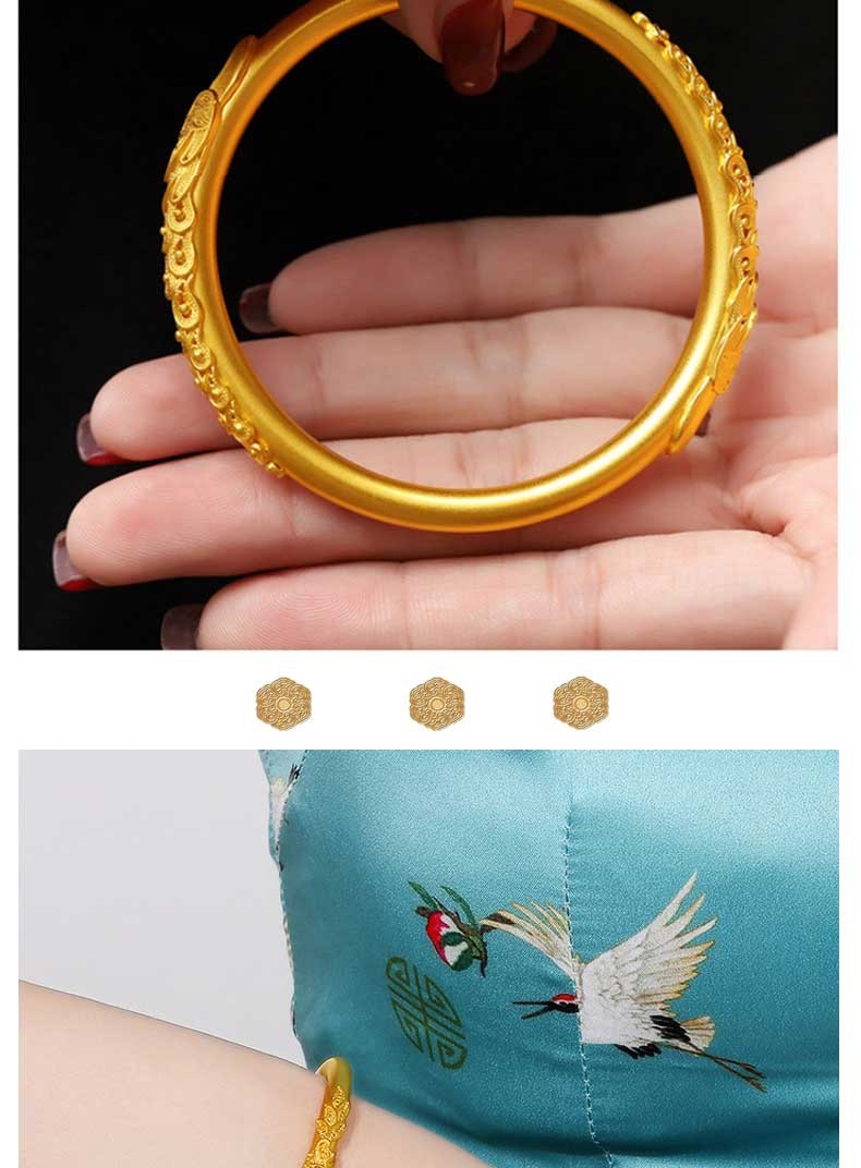 【中秋节礼物】卡姿亚 黄金手镯女 古法传承凤凰金镯子闭口 9999足金
