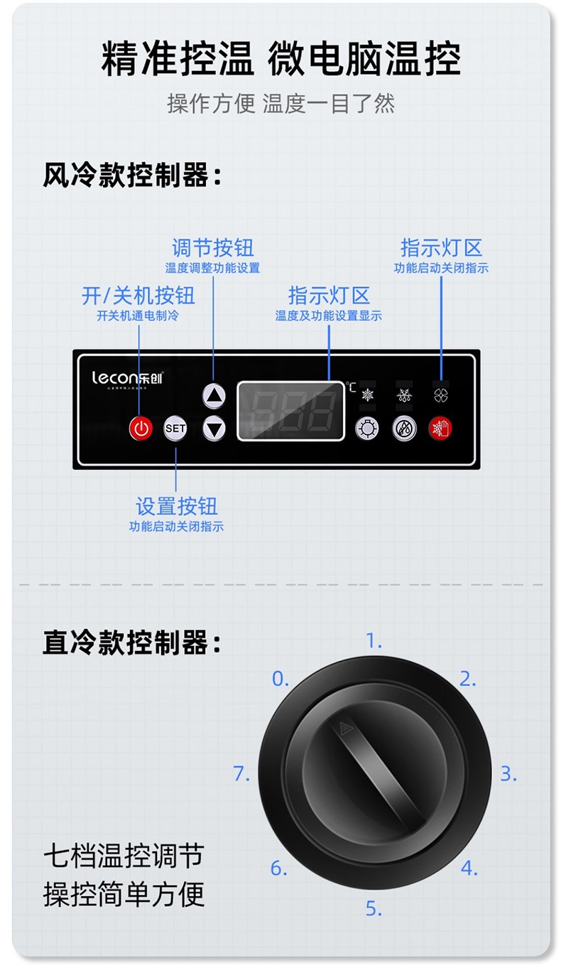 乐创lecon冷藏展示柜保鲜柜立式商用冰箱双门冷饮柜饮料柜超市便利店